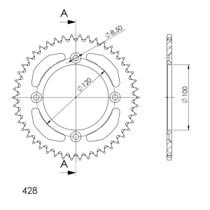 Foaie spate ALU SUPERSPROX RAL-998:46-BLK Negru 46T, 428 - Img 2