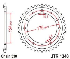 Foaie spate JT JTR 1340-43ZBK 43T, 530 Black Zinc - Img 2