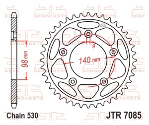 Foaie spate JT JTR 7085-48ZBK 48T, 530 Black Zinc - Img 2