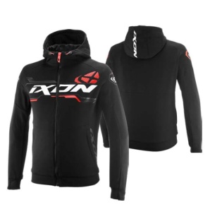 Geaca (hanorac tip hoodie) motociclete barbati Urban Ixon vara model Touchdown Ultra MS culoare: negru/alb/rosu - Img 3