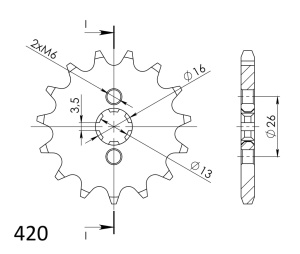 Kit de lant D.I.D Chain - Argintiu chain 420 D, Non-sealed, CHK front sprocket SUPERSPROX, CHK rear sprocket SUPERSPROX pentru YAMAHA DT 80 MX 1983 - Img 3
