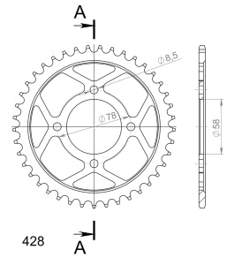 Kit de lant D.I.D Chain - Argintiu chain 428 VX, X-ring (X, NX, QX, XS), CHK front sprocket SUPERSPROX, CHK rear sprocket SUPERSPROX pentru SUZUKI GN 125 1999 - Img 5