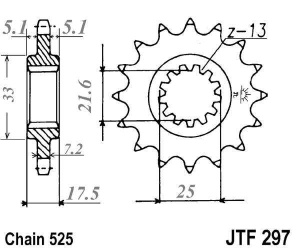 Kit de lant D.I.D Chain - Argintiu chain 525 ZVM-X, X-ring (X, NX, QX, XS), CHK front sprocket JT CHK rubber cushioned, CHK rear sprocket JT pentru HONDA CB-1 400 F 1991 - Img 3
