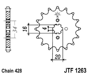 Kit de lant EK - Argintiu chain 428 DEH, Non-sealed, CHK front sprocket JT, CHK rear sprocket JT pentru YAMAHA YBR 125 2005-2006 - Img 3