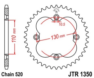 Kit de lant EK - Argintiu chain 520 SRO, O-ring, CHK front sprocket JT, CHK rear sprocket JT pentru ATV HONDA TRX 300 X 2009 - Img 5