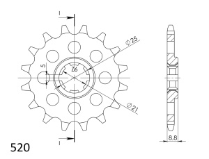 Kit de lant EK - Argintiu chain 520 SRX, X-ring (X, NX, QX, XS), CHK front sprocket SUPERSPROX, CHK rear sprocket SUPERSPROX pentru HUSQVARNA CR 360 1992-1994 - Img 3