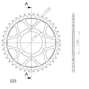 Kit de lant EK - Argintiu chain 525 SRX, X-ring (X, NX, QX, XS), CHK front sprocket SUPERSPROX, CHK rear sprocket SUPERSPROX pentru KAWASAKI ZZR 600 2005-2008 - Img 5