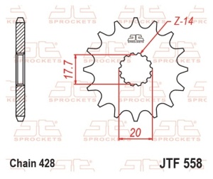 Kit de lant EK - Argintiu lant 428 SHDR, Non-sealed, pinion fata JT, foaie spate JT pentru YAMAHA YZ 85 2019-2025 - Img 3