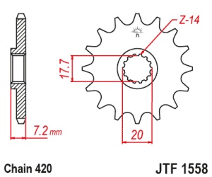 Pinion fata JT JTF 1558-14 14T, 420 - Img 2
