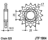Pinion fata JT JTF 1904-17RB 17T, 525 rubber cushioned - Img 2