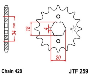 Pinion fata JT JTF 259-17 17T, 428 - Img 2