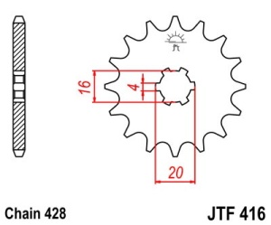 Pinion fata JT JTF 416-13 13T, 428 - Img 2