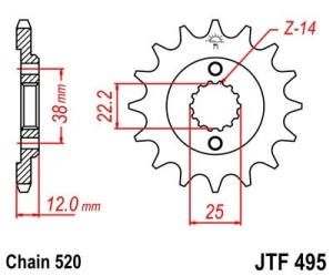 Pinion fata JT JTF 495-15 15T, 520 - Img 2