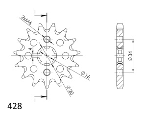 Pinion fata SUPERSPROX CST-1263:15 15T, 428 - Img 2