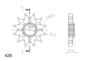 Pinion fata SUPERSPROX CST-1907:12 - Img 2