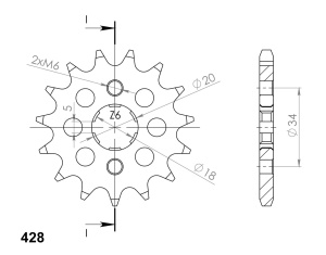 Pinion fata SUPERSPROX CST-264:17 17T, 428 - Img 2