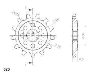 Pinion fata SUPERSPROX CST-270:13 13T, 520 - Img 2