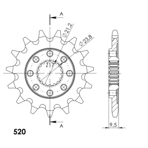 Pinion fata SUPERSPROX CST-284:15 15T, 520 - Img 2
