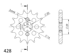 Pinion fata SUPERSPROX CST-425:15 15T, 428 - Img 2