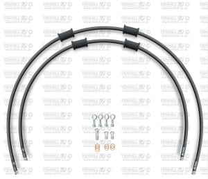 RACE Front brake hose kit Venhill POWERHOSEPLUS YAM-7005F-BK (2 conducte in kit) Black hoses, chromed fittings