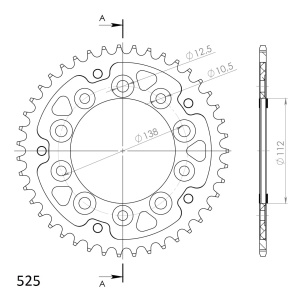 Rear sprocket SUPERSPROX STEALTH RST-1304:43-GLD auriu 43T, 525 - Img 2