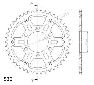 Rear sprocket SUPERSPROX STEALTH RST-816:45-BLK Negru 45T, 530 - Img 2