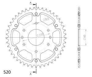 Rear sprocket SUPERSPROX STEALTH RST-905:45-ORG portocaliu 45T, 520 - Img 2