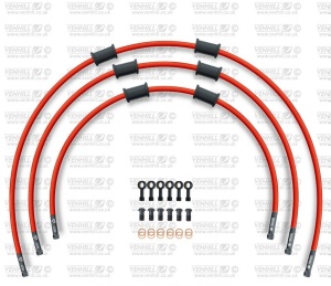STANDARD Front brake hose kit Venhill POWERHOSEPLUS BMW-10007FB-RD (3 conducte in kit) Red hoses, black fittings