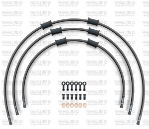 STANDARD Front brake hose kit Venhill POWERHOSEPLUS YAM-6016FB-BK (3 conducte in kit) Black hoses, black fittings - Img 1