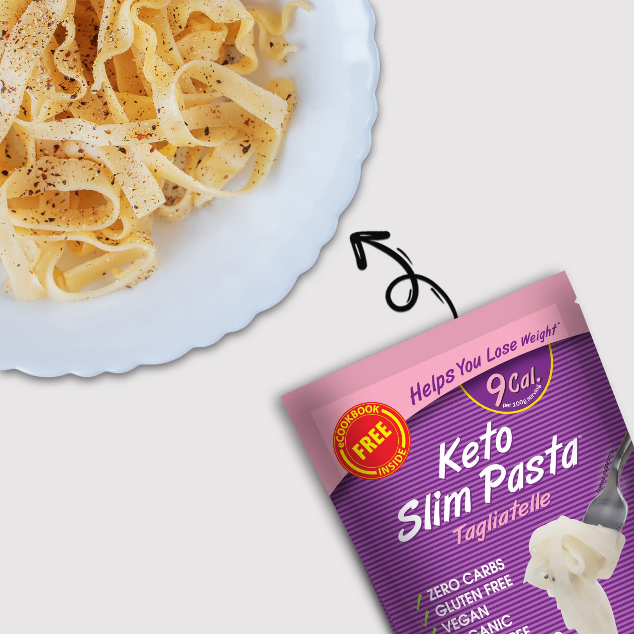 Tagliatelle Din Faina De Konjac Bio G Vegan Fara Carbohidrati Fara Gluten Keto Slim Pasta