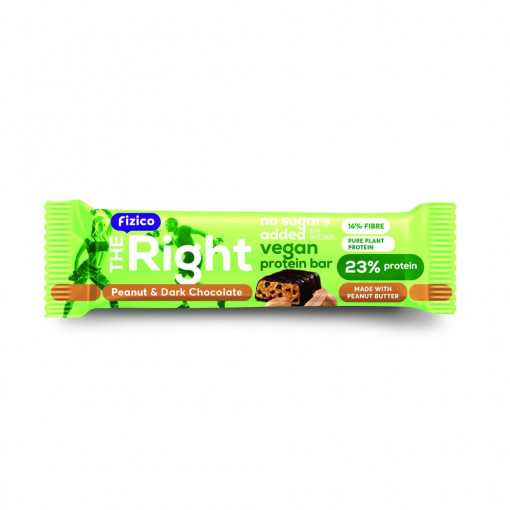 Baton proteic 23% vegan cu arahide si ciocolata neagra (fara zahar) 40g - The Right
