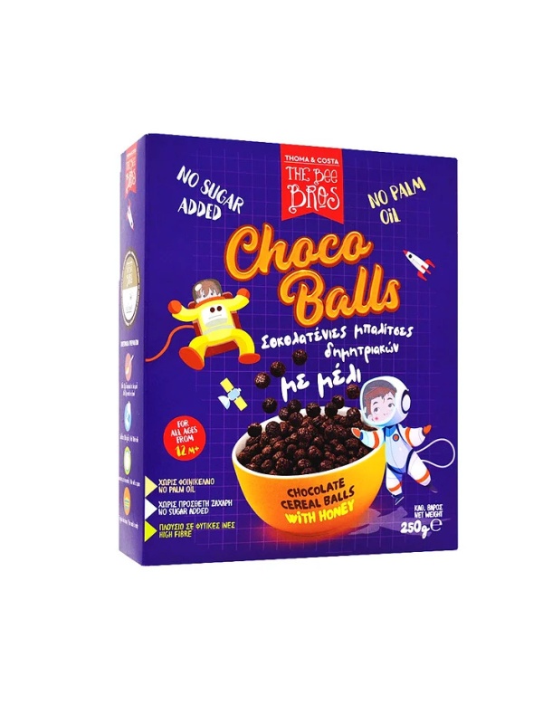 Biluţe de cereale cu ciocolată, miere şi Stevia, fără zahăr (250g) - The Bee Bros
