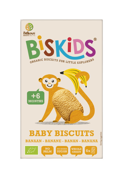 Biscuiti Eco pentru copii cu gust de banana (fara zahar) 120 g - Biskids