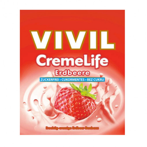 Bomboane Creme Life classic cu capsuni (fara zahar) 60g - VIVIL