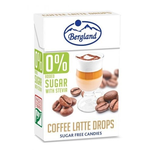 Dropsuri cu gust de Caffe Latte, fara zahar, cu Stevia 40g - Bergland