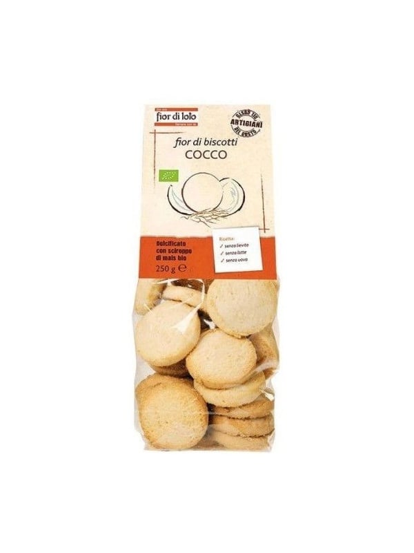 ECO Biscuiti Fior di biscotti, cu fulgi de cocos, fara lactoza, fara oua, fara drojdie, fara ulei de palmier, vegan, Fior di Loto 250g