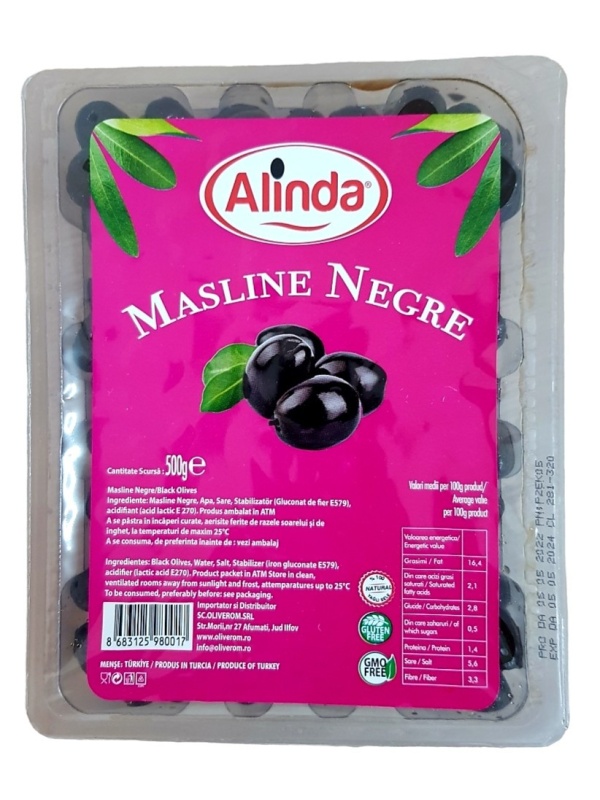 Masline naturale negre Yagli Sele (fara gluten) 500g - Alinda