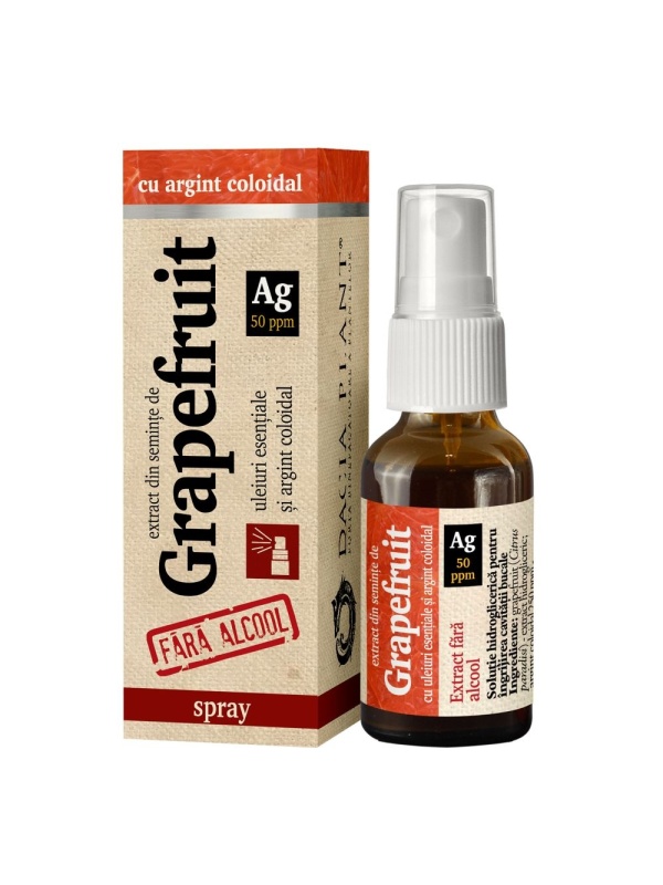 SPRAY DE GAT CU GRAPEFRUIT SI ARGINT COLOIDAL FARA ALCOOL 20ml DACIA PLANT