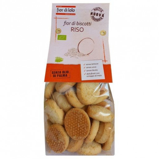 Biscuiti Bio Fior di biscotti cu orez (fără lactoza, fără ouă, fără drojdie, fara ulei de palmier, vegan) 250g - Fior di Lotto