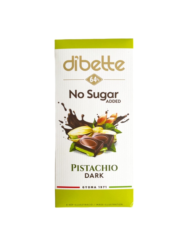 Ciocolata neagra cu crema de fistic si Stevia (fara zahar) 80g - Dibette
