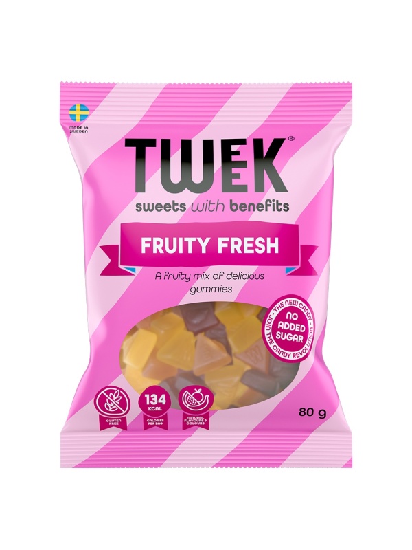 Mix de jeleuri fructate cu Stevia, FRUITY FRESH (fara zahar, fara gluten) 80g - TWEEK