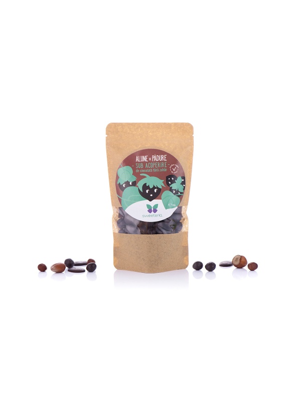 Alune de padure invelite in ciocolata cu neagra cu Stevia (fara zahar) 250g - Sweeteria
