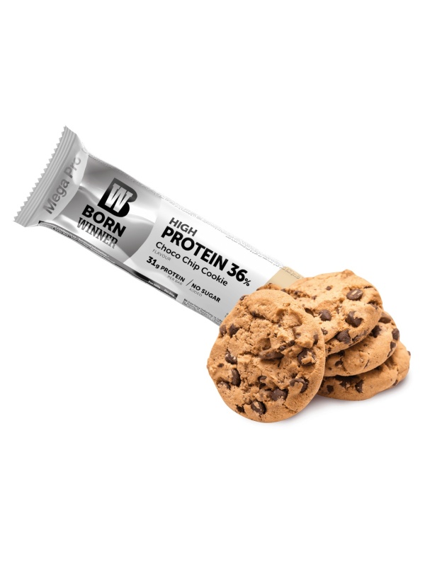 Baton proteic Cookie Chip Choco (fara zahar) 85g - Born Winner MEGA PRO