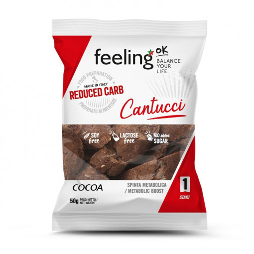 Biscuiti Cantucci cu CACAO (Low-Carb, proteici, fara zahar) 50g - FeelingOK