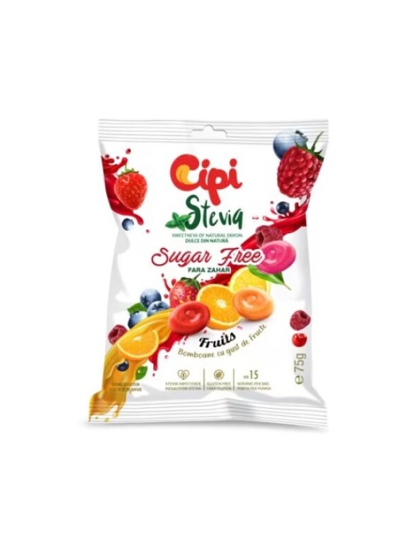 Bomboane fructe cu Stevia (fara zahar) 75g - Cipi