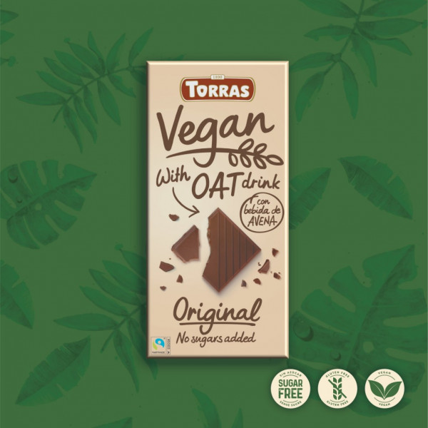 Ciocolata vegana cu bautura de ovaz (fara zahar, fara gluten) 100g - Torras