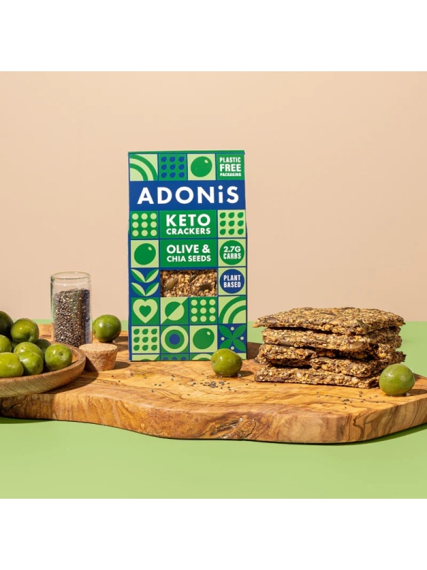 Crakers Bio cu ulei de masline si seminte de chia (fara zahar, keto, lowcarb), 60g – Adonis