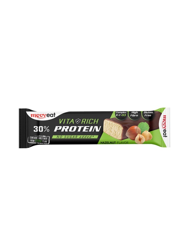 Baton proteic 30%, cu ALUNE ( fara zahar, fara gluten) 60g - MoovEAT Vita Rich