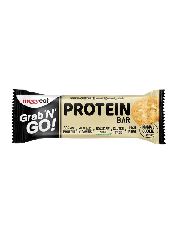 Baton proteic Mama's Cookie Grab N go (cu STEVIA, fara zahar adaugat, fara gluten) 40g - Mooveat