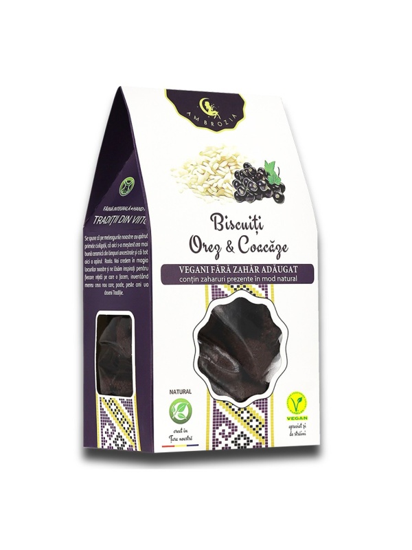 Biscuiti vegani cu orez si coacaze (fara zahar) 130g - Hiper Ambrozia